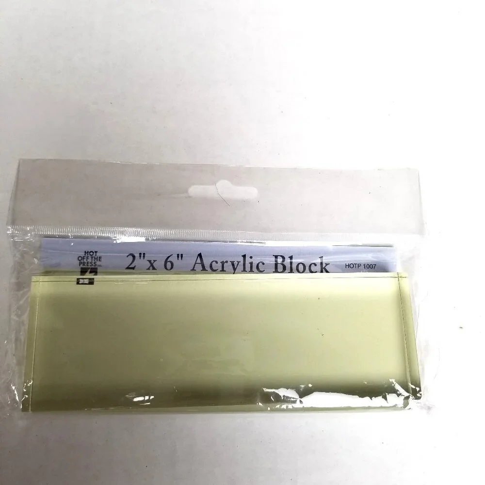 Hot Off The Press 2x6 Acrylic Stamp Block NEW Clear Stamping Tool Crafts